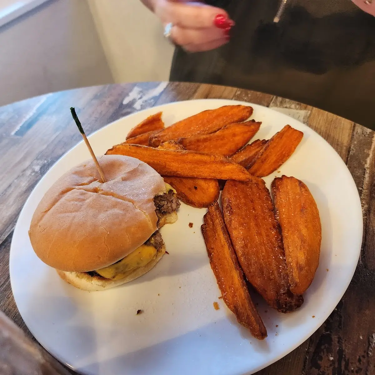 Grumpy Burger and Sweet Potato Fries