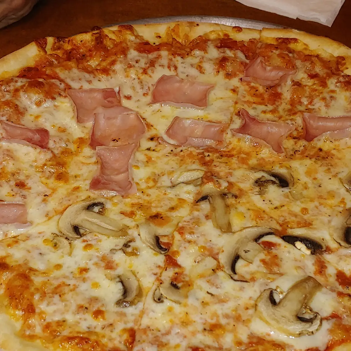 Pizza with Ham and Mushroom Pizza