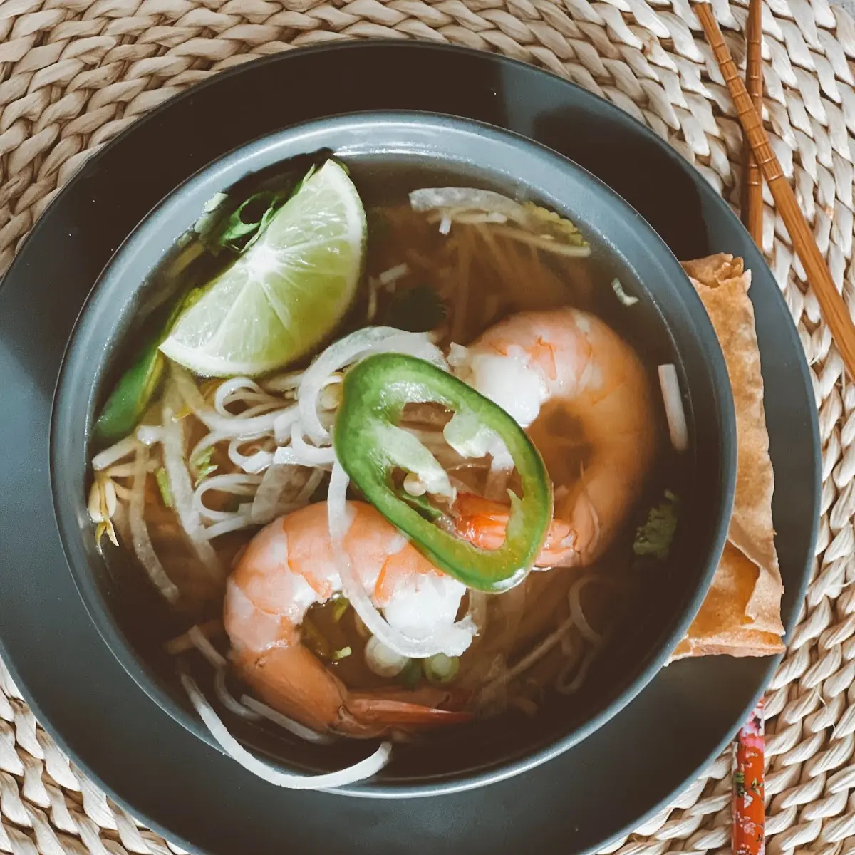 Rice Noodle Soup with Shrimp
