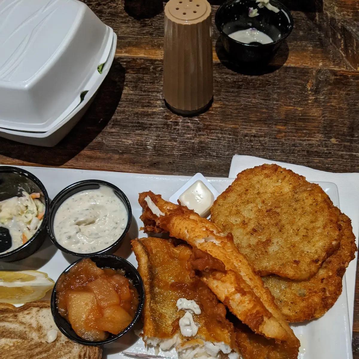 Walleye Potato Pancakes Home-Made Applesauce