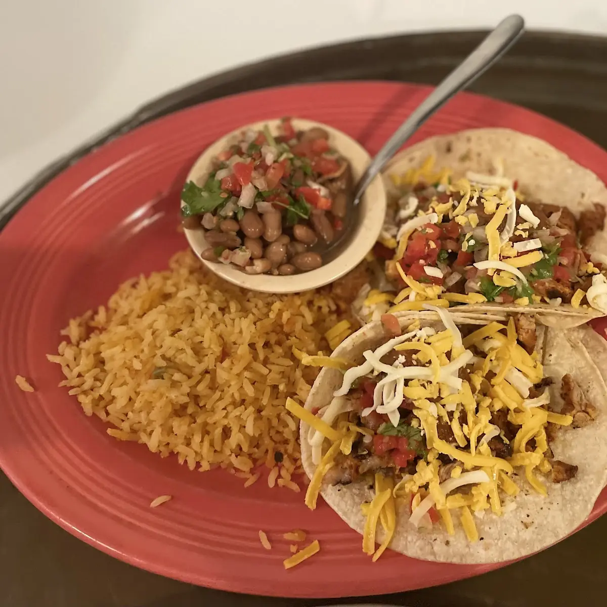 Hard Shell Taco with Rice and Beans