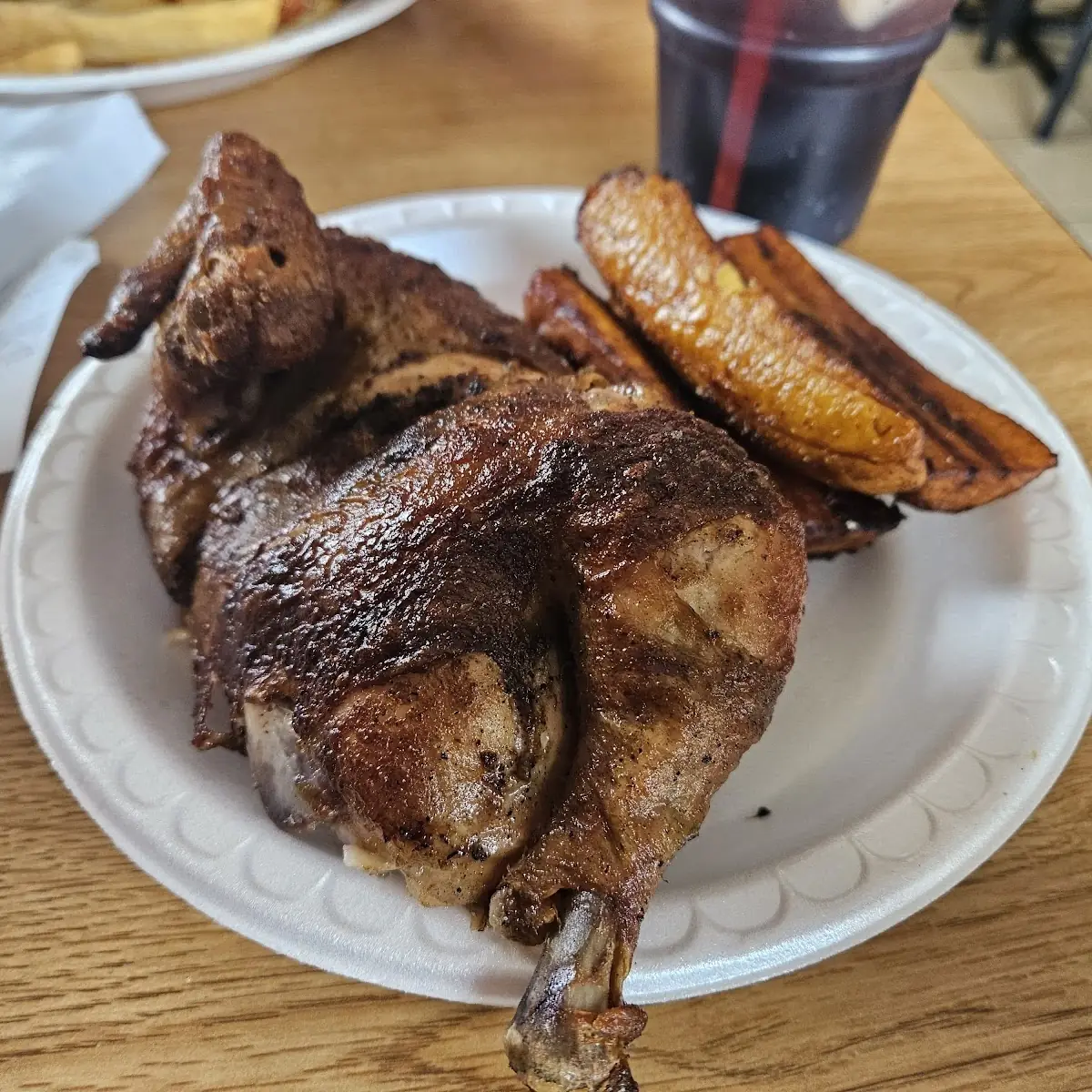 Half Chicken with Fried Plantains