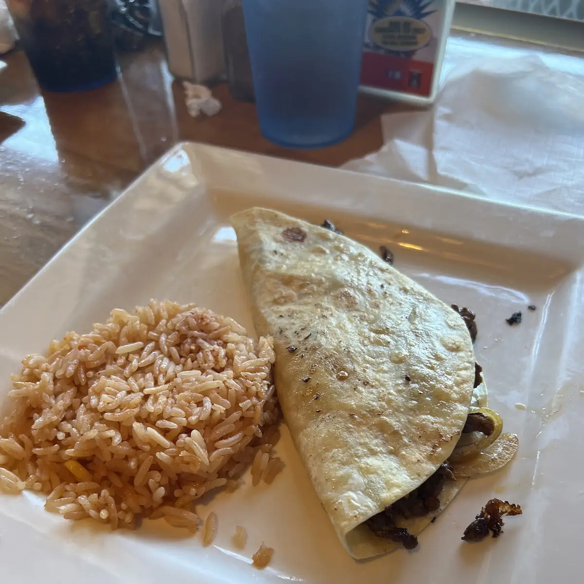 One Cheese Quesadilla and Rice