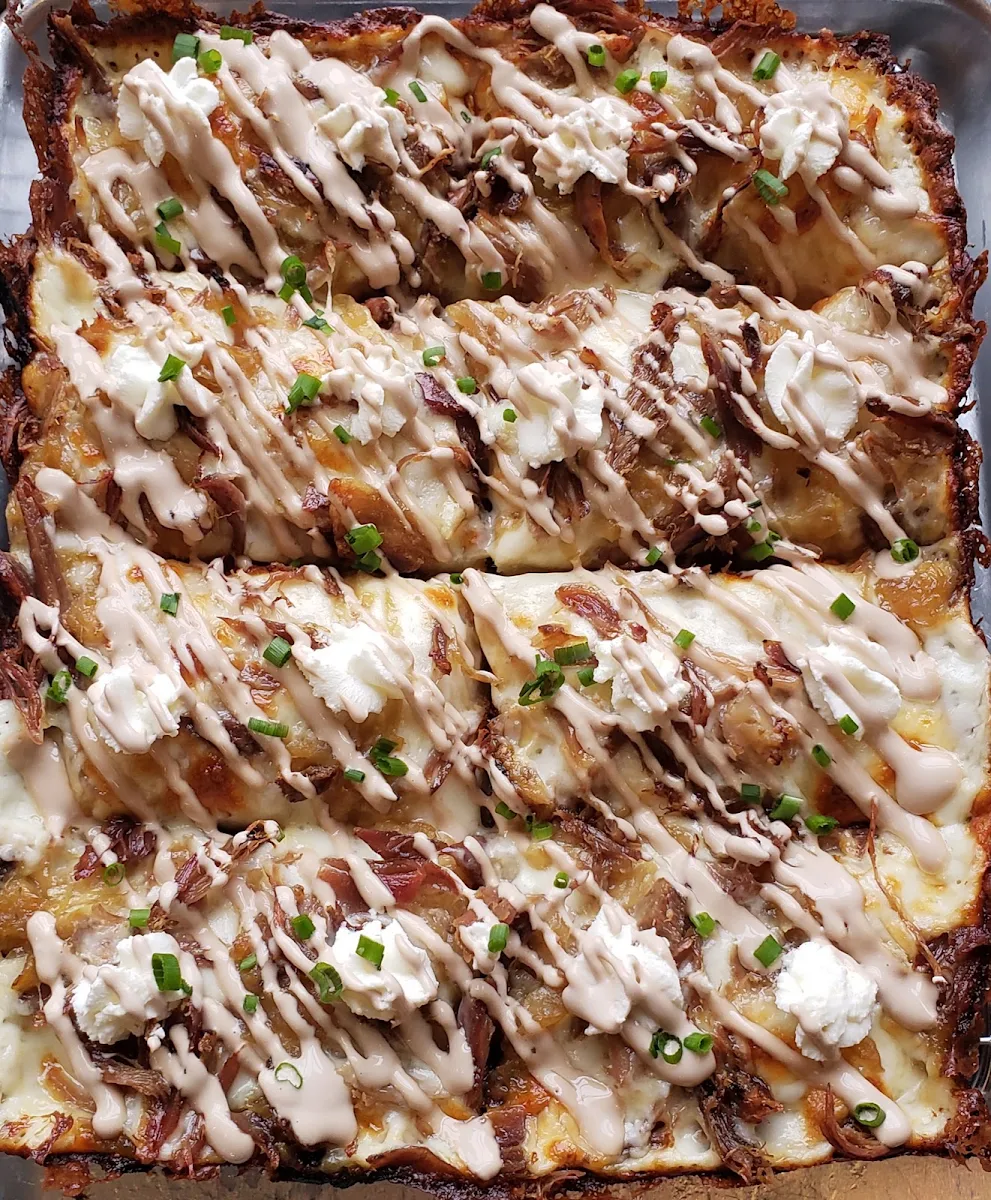 Duck Confit, Renaissance Detroit Style Pizza