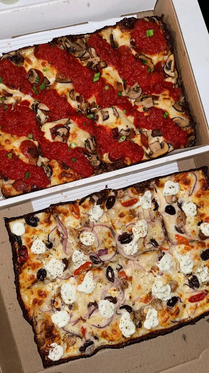 Greek Pizza, Renaissance Detroit Style Pizza