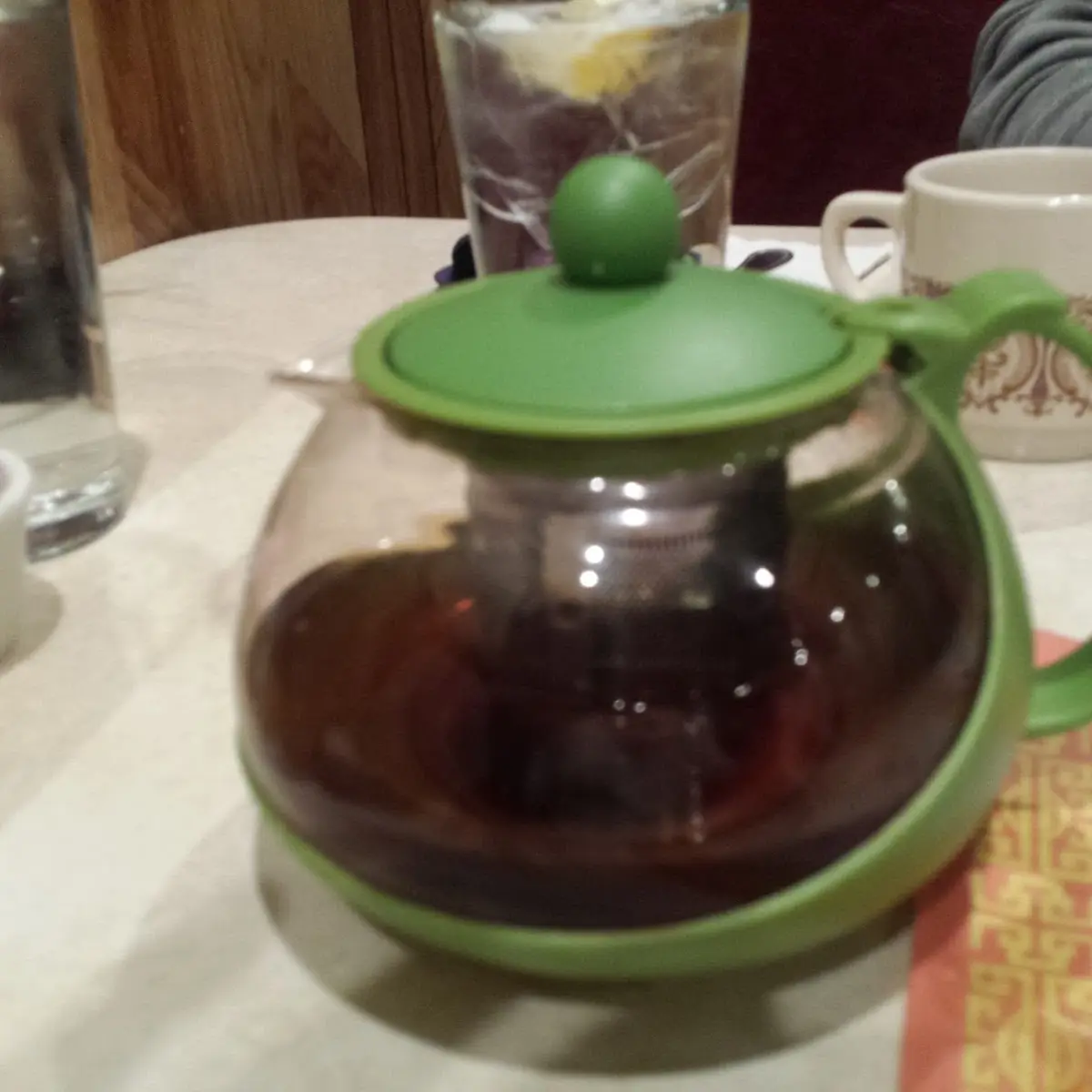 Fresh Brewed Green Tea at the Table