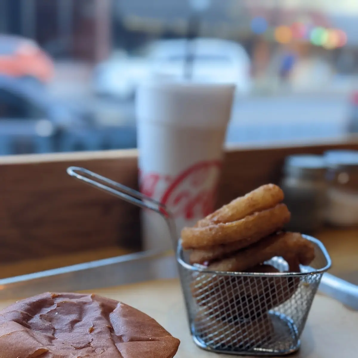 Spicy Burger and Onion Rings