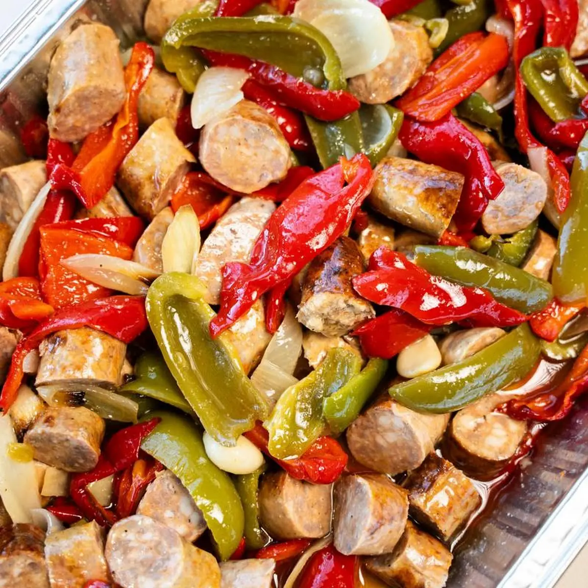 Sausage & Peppers in White Wine