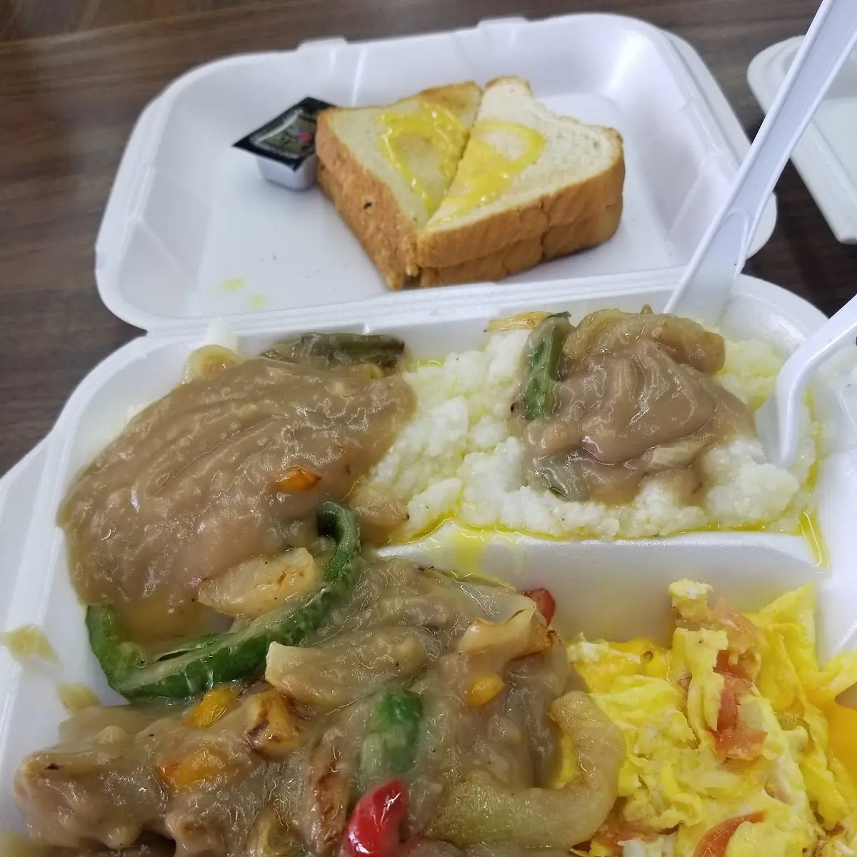 Smothered Pork Chops Breakfast Plate