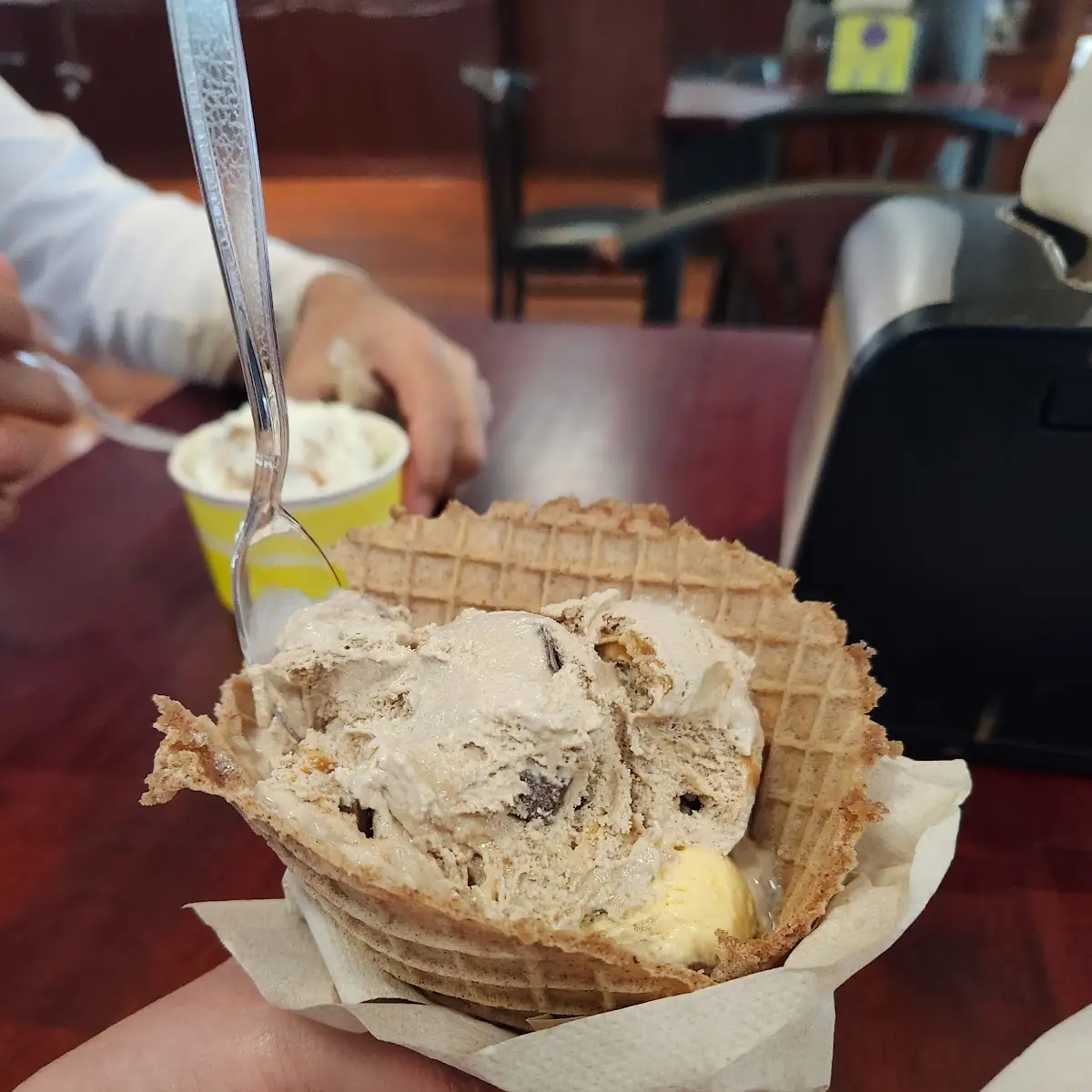Chocolate Chip Cookie Dough in a Chocolate Waffle Bowl