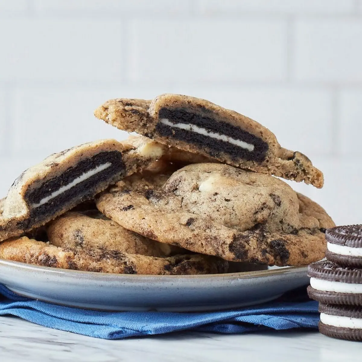 Cookies & Cream Stuffed Cookie Made with Oreo Cookie