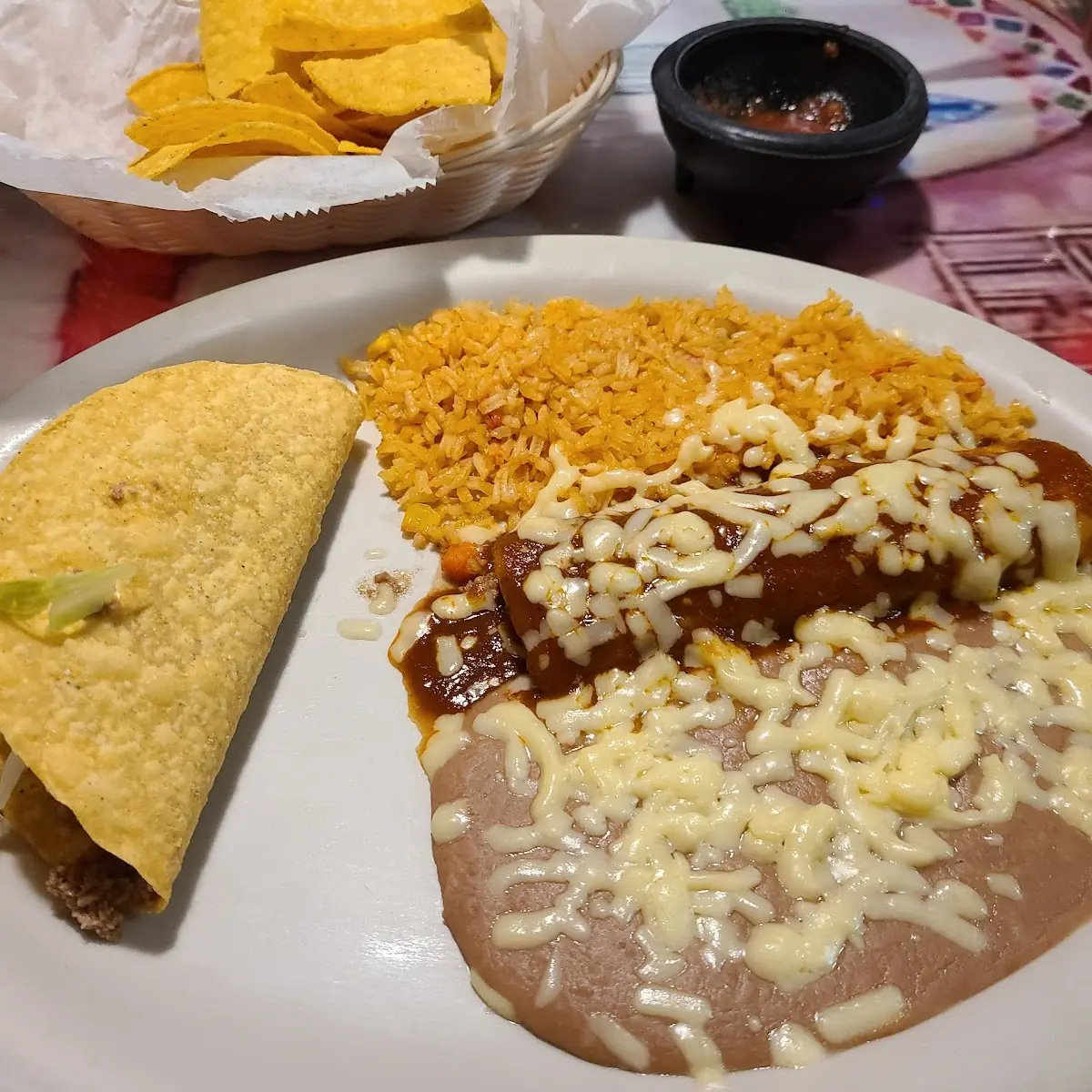 Taco Enchilada Beans and Rice Plate