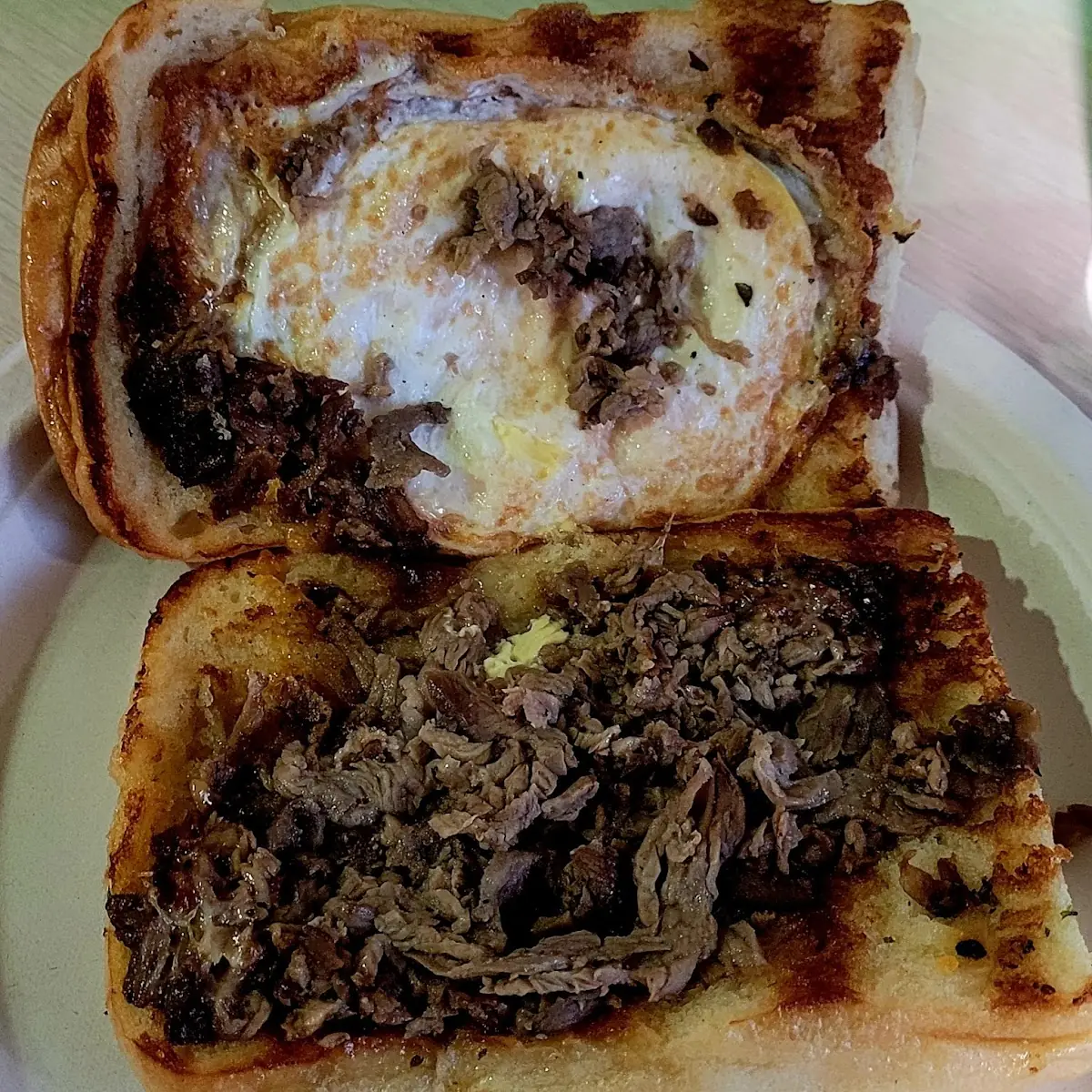 Prime Rib and Egg Sandwiche