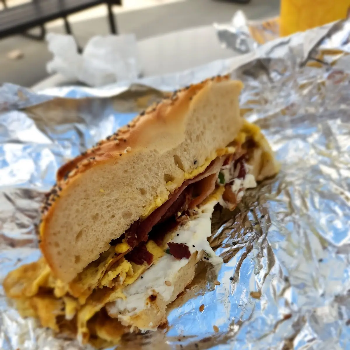 Bacon Egg and Cheese on an Everything Bagel