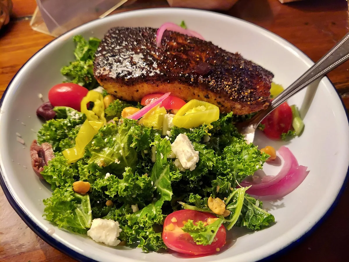 Kale Salad with Grilled Salmon