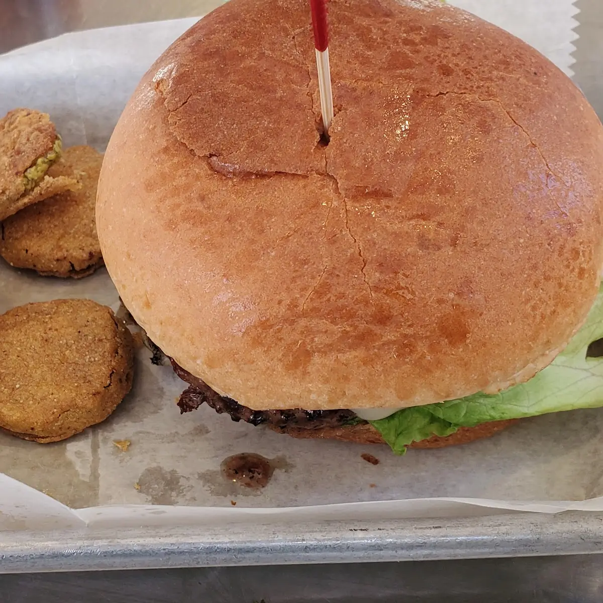 Cheeseburger with Fried Pickles