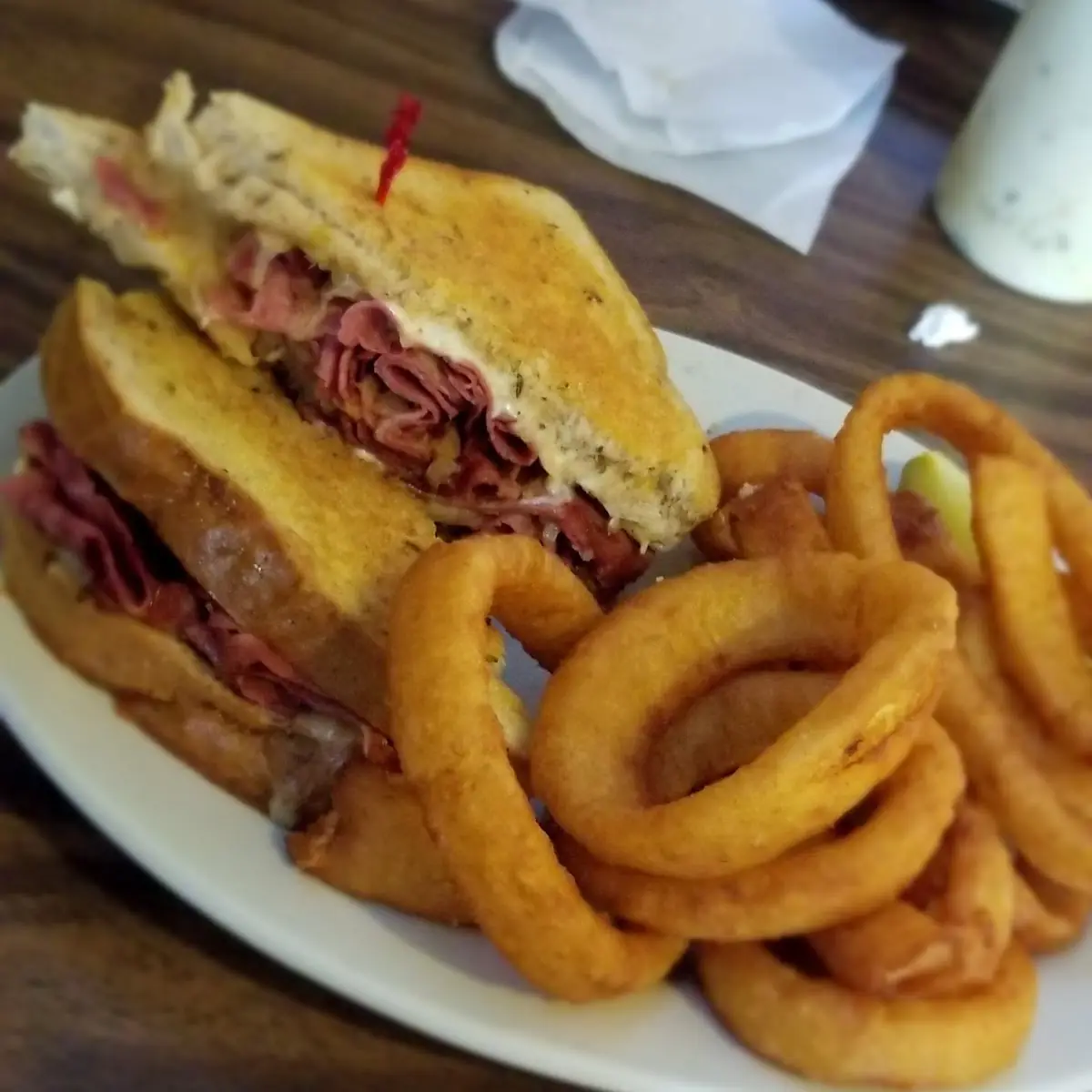 Reuben with Onion Rings
