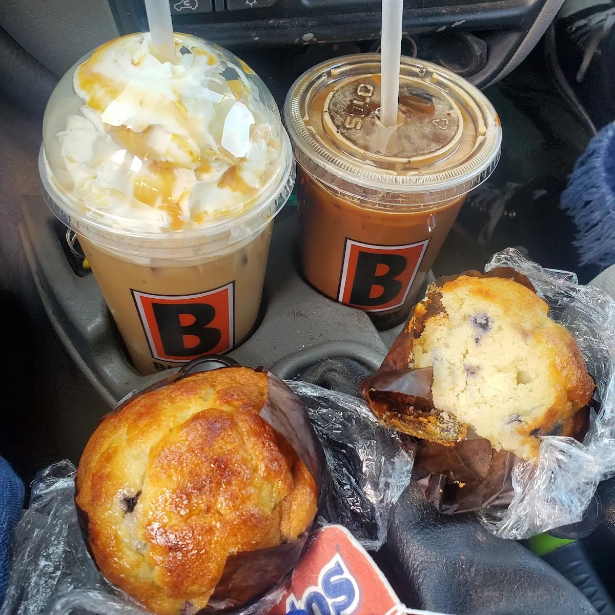 Caramel Macchiato Mocha Mocha Lattes & Blueberry Muffins
