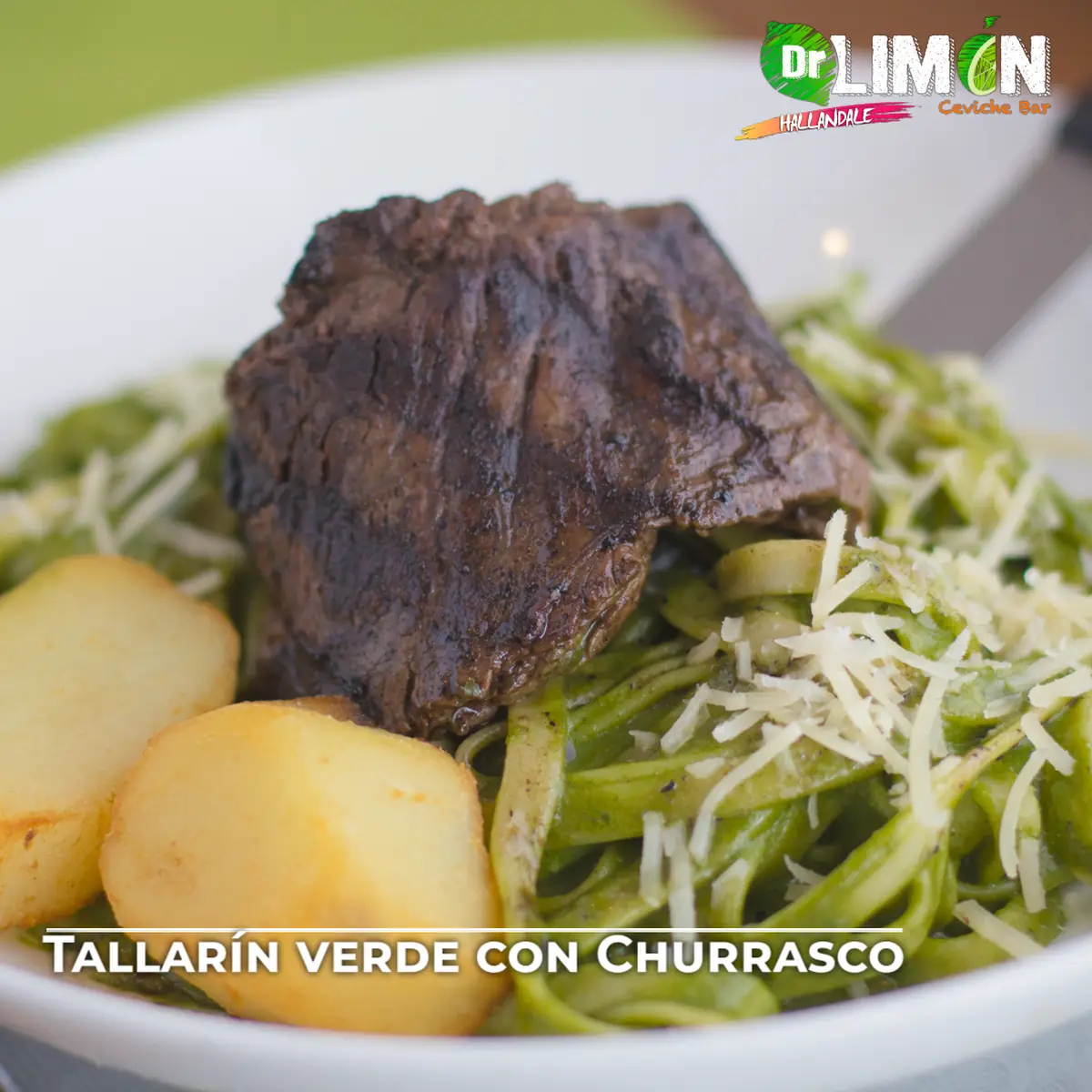 Tallarin Verde Con Churrasco