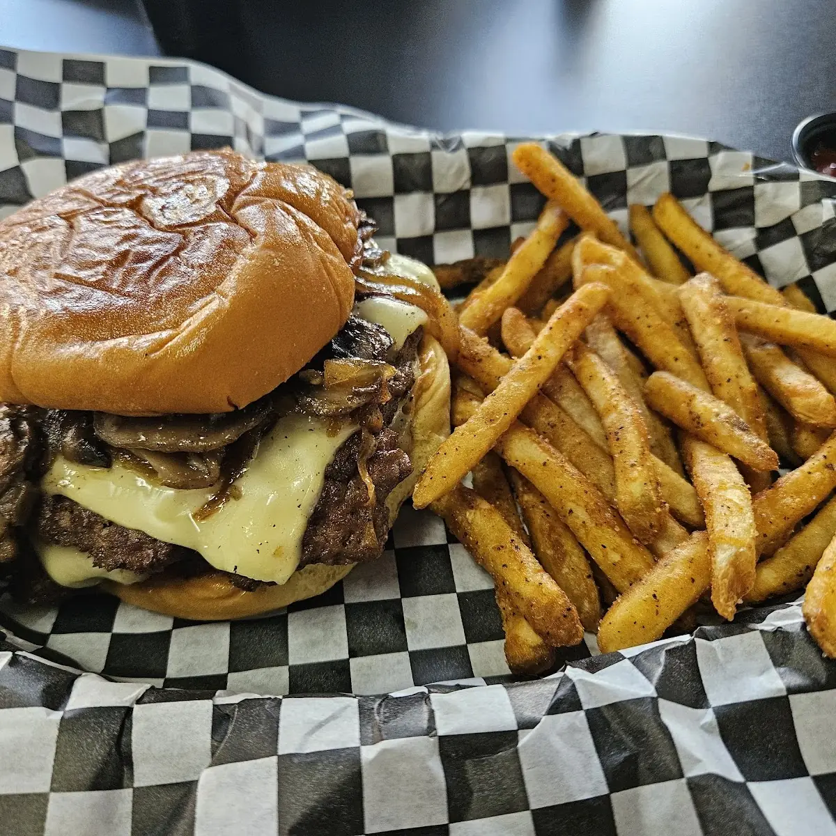 Double Cheeseburger and Fried Tater Tots
