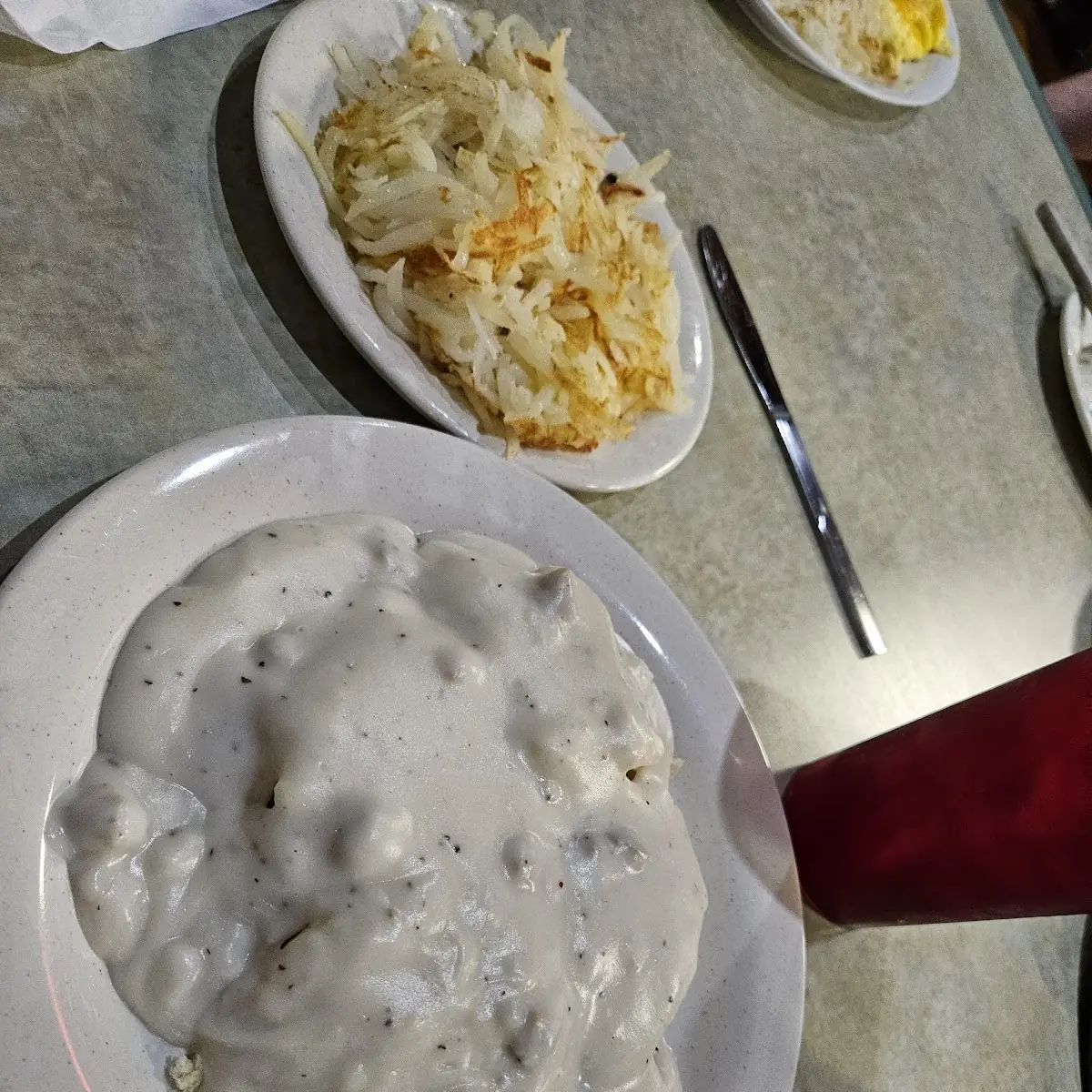 Biscuits and Sausage Gravy & Hash Browns
