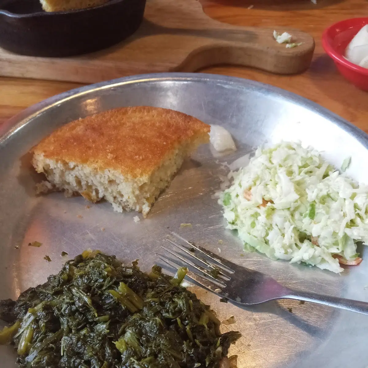 Turnip Greens and Cornbread with Slaw