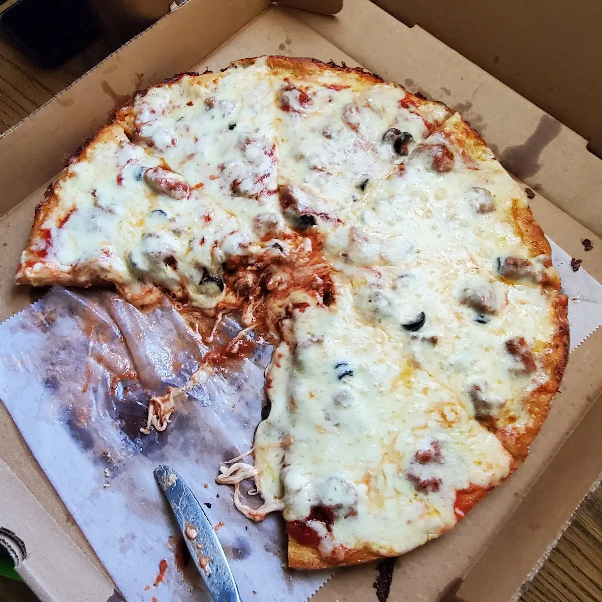 Large Sausage Meatballs and Mushroom Cheese Pizza