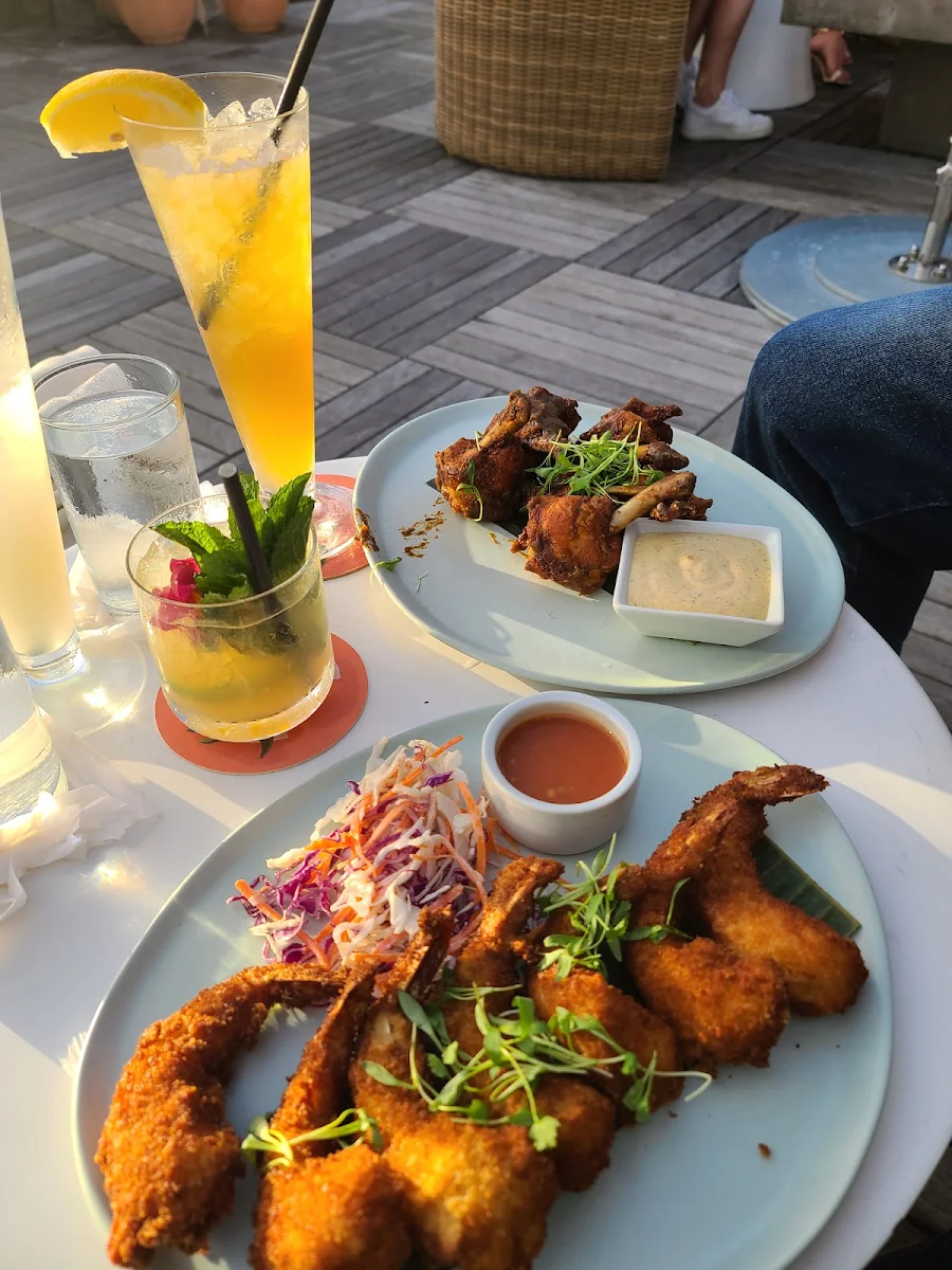 Pina Colada Shrimp and Chicken Lollipops