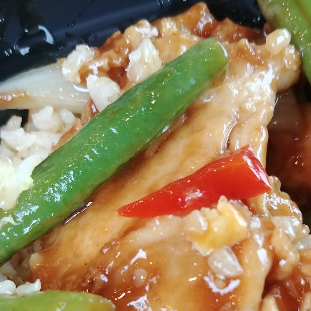 String Beans with Chicken Fried Rice