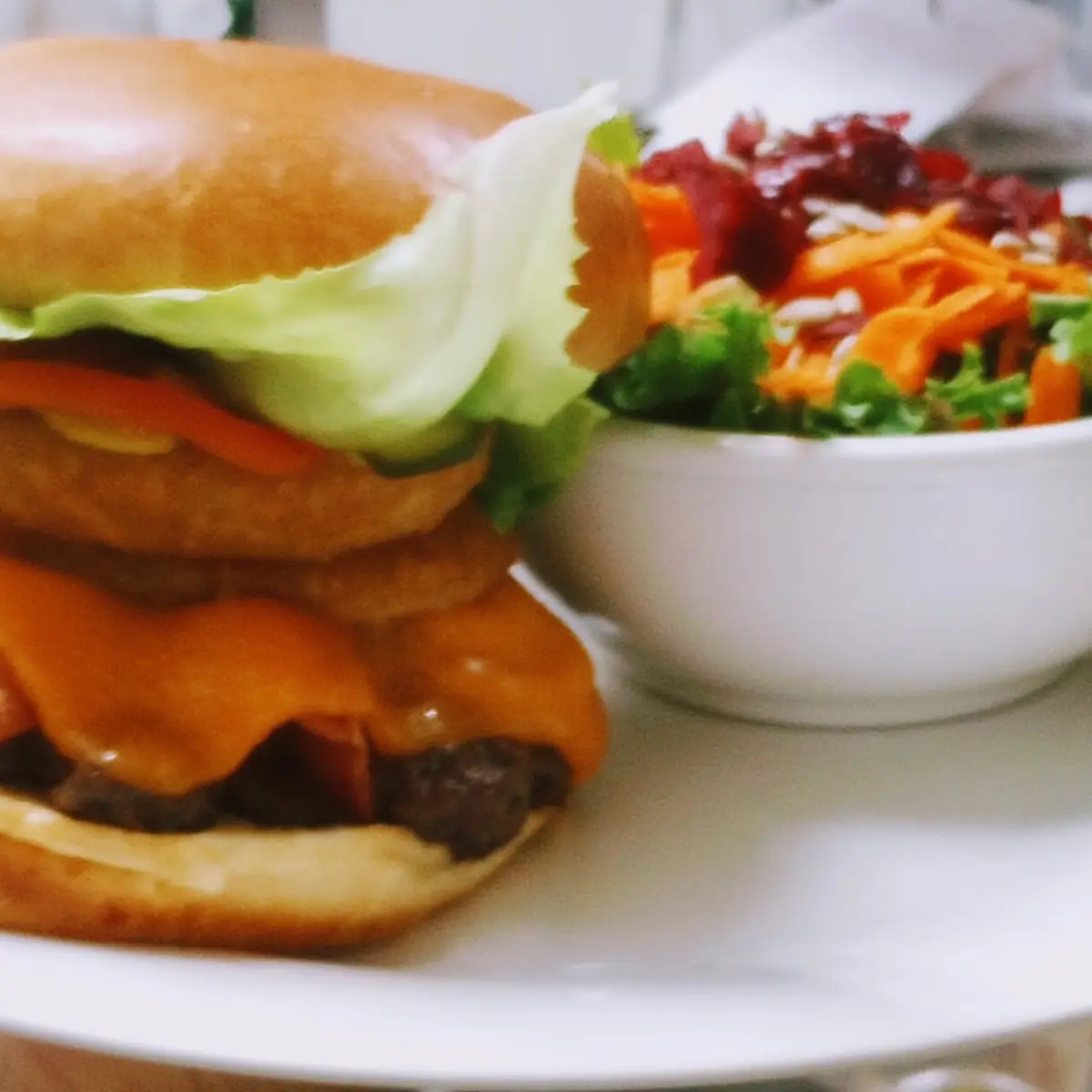 Flame Thrower Burger with a House Salad, Hummingbird Pub & Family Restaurant