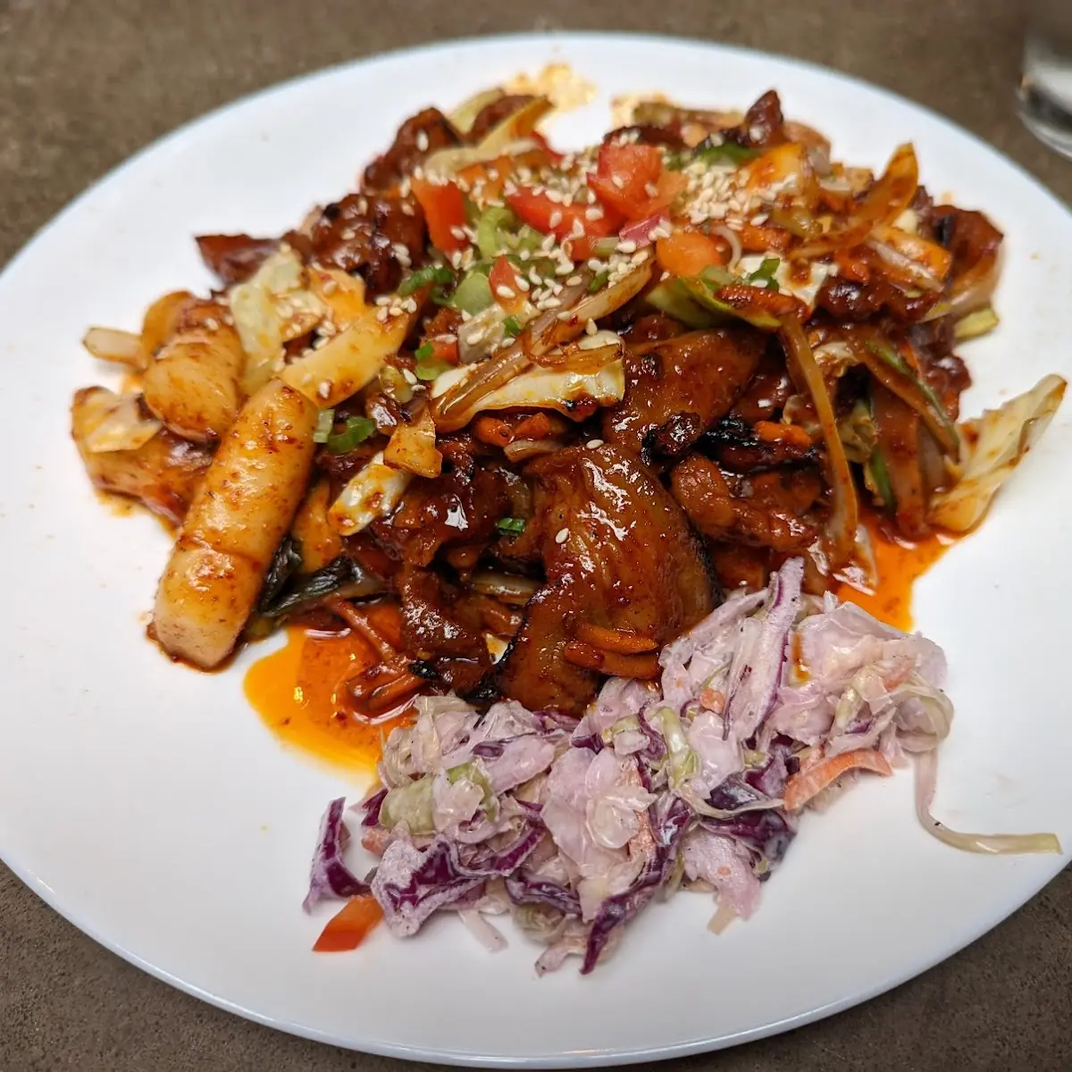 Spicy BBQ Pork Rice Cakes