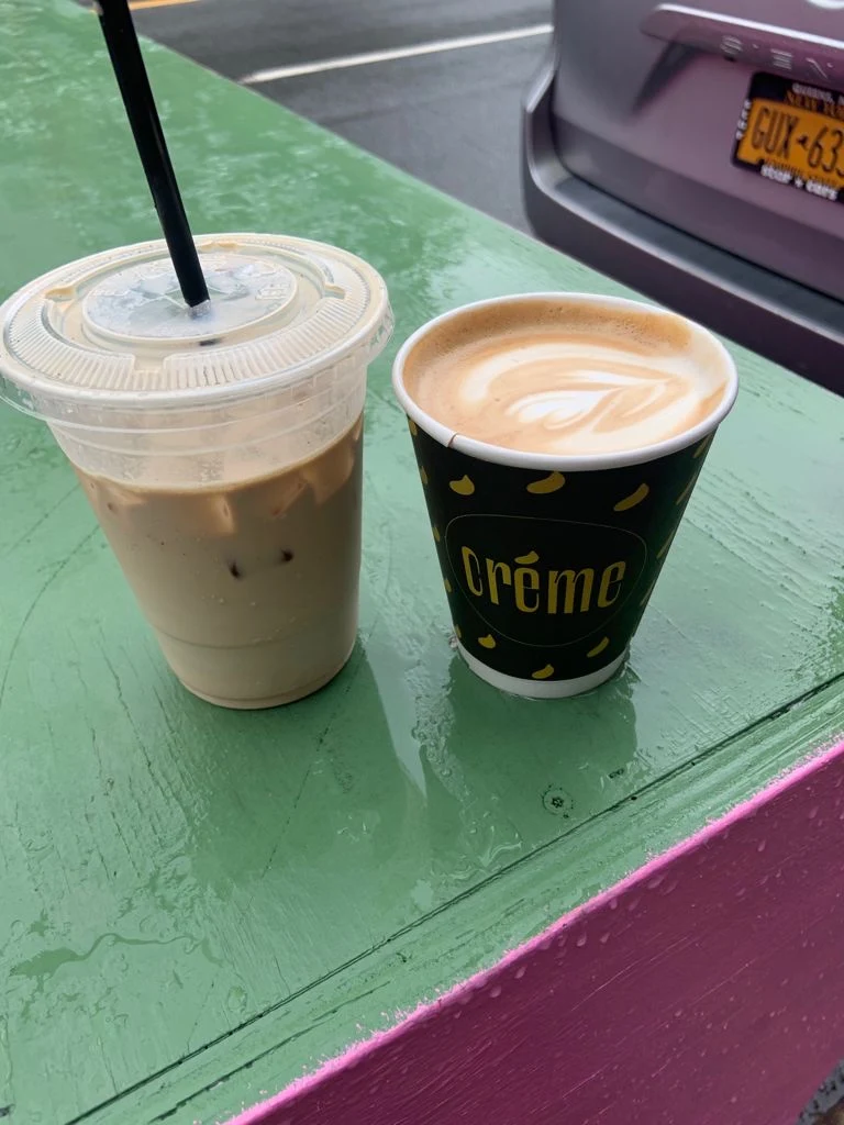 Iced Oat Milk Latte and Vanilla Latte