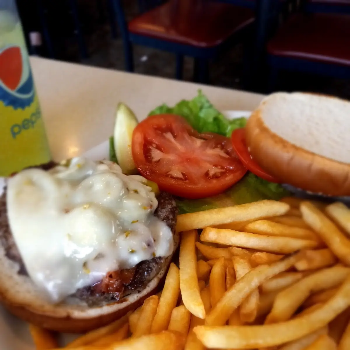 Swiss Burger and Fries