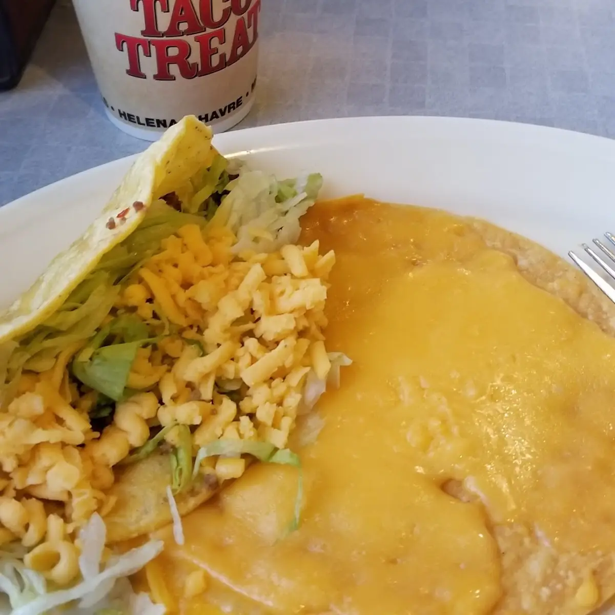 Beef Taco Corn Shell with a Cheese Crisp