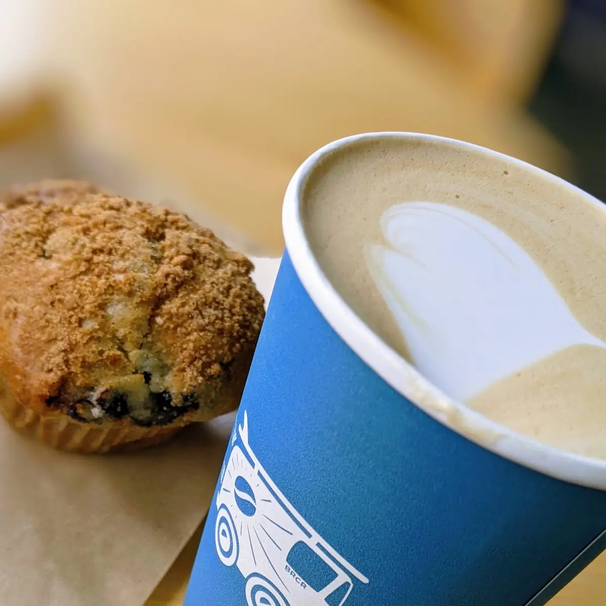 Bird Rock Latte & Blueberry Muffin