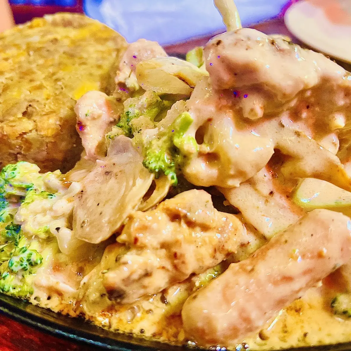 Chicken Alfredo with Mofongo
