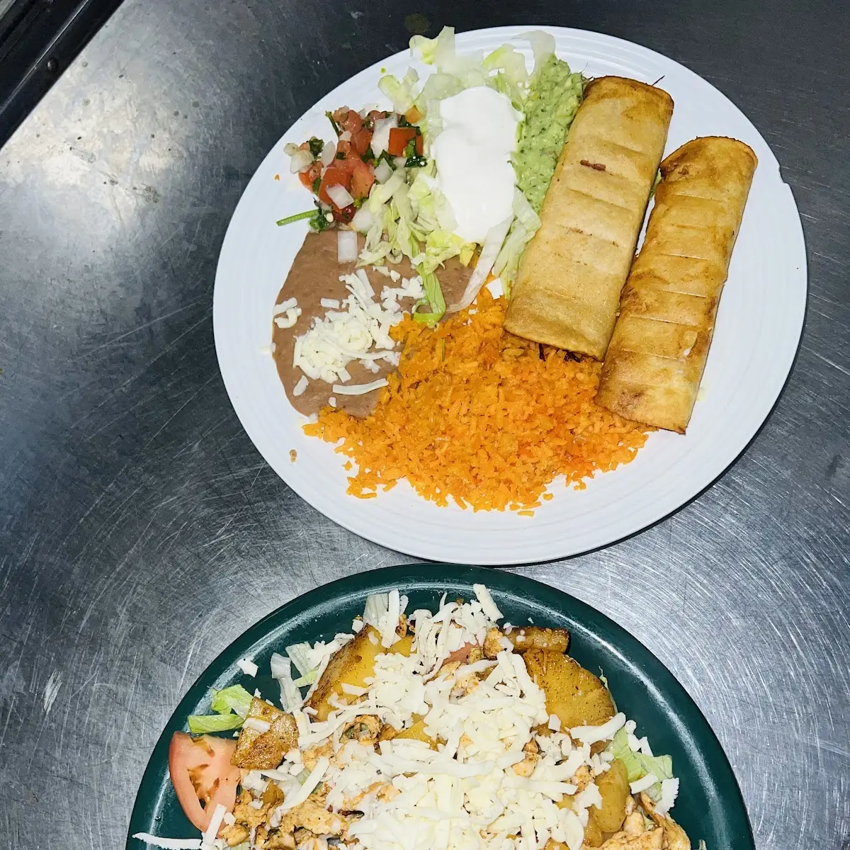 Marinate Chicken Salad and Taquitos Mexicanos