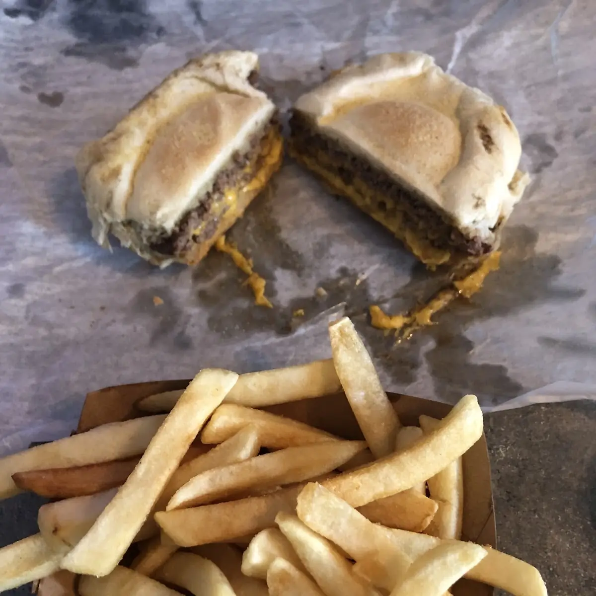 Double Cheeseburger and Plain Fries