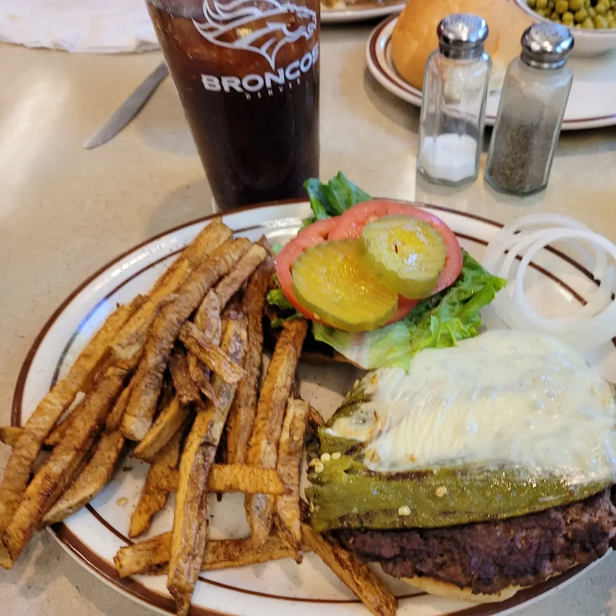 Green Chile Burger with Swiss