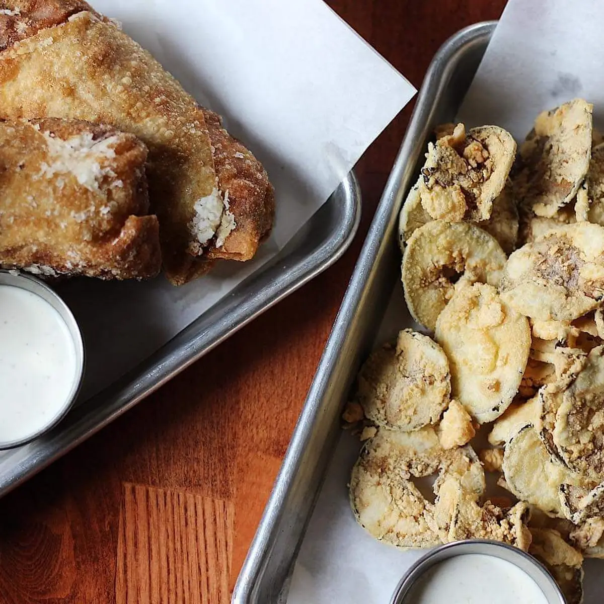 Sloppy Jo Egg Rolls and Fried Pickles