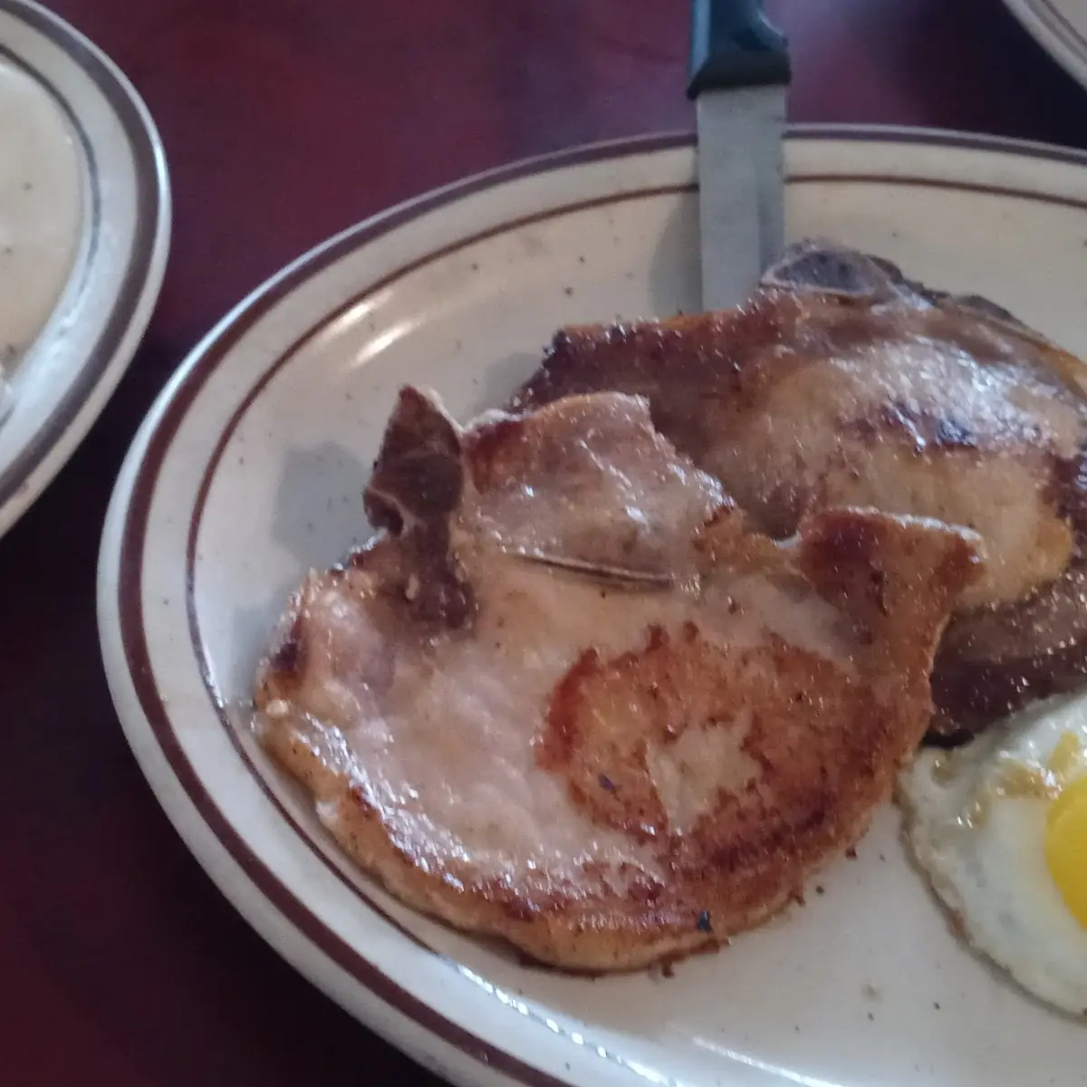 Pork Chops and Eggs with Biscuits and Gravy