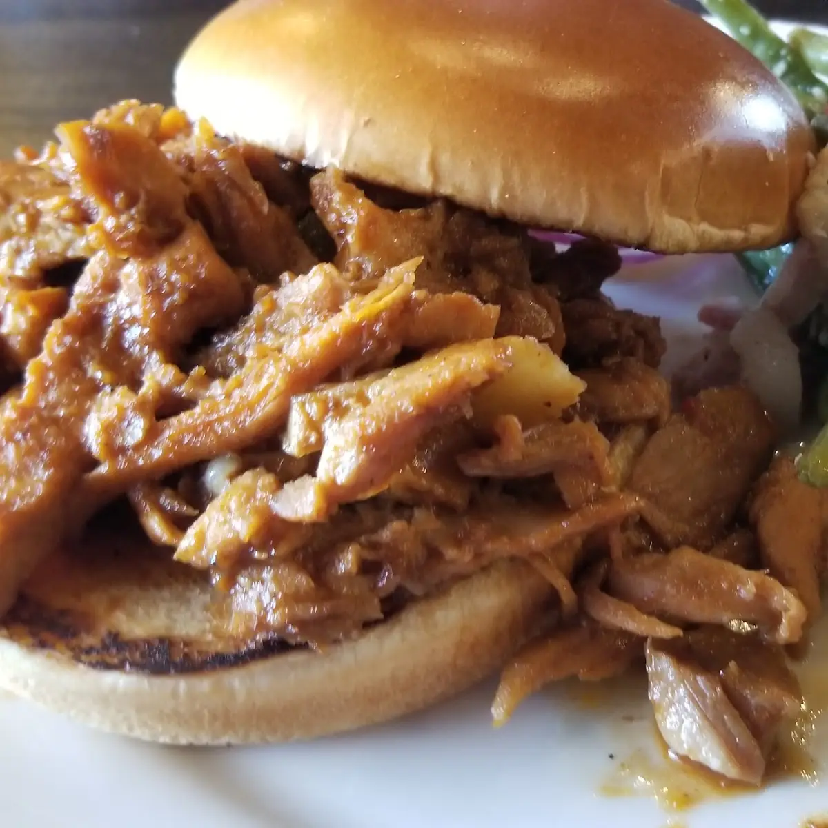 Pulled Pork Sandwich with Green Beans