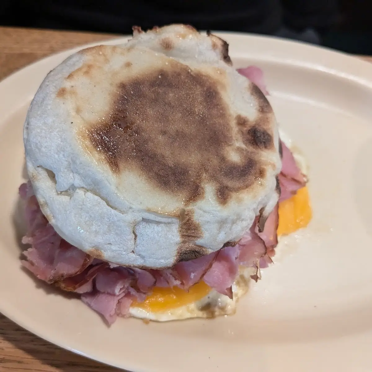 Ham Egg and Cheese on an English Muffin
