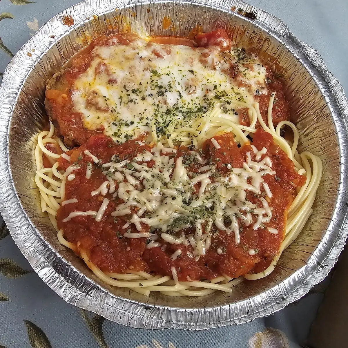 Eggplant Parmesan Pasta with Marinara Sauce