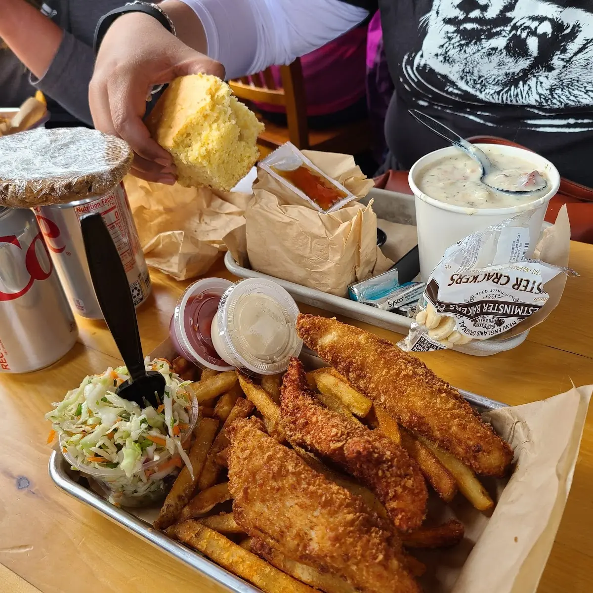 Fried Fish Sampler Cod Halibut & Salmon