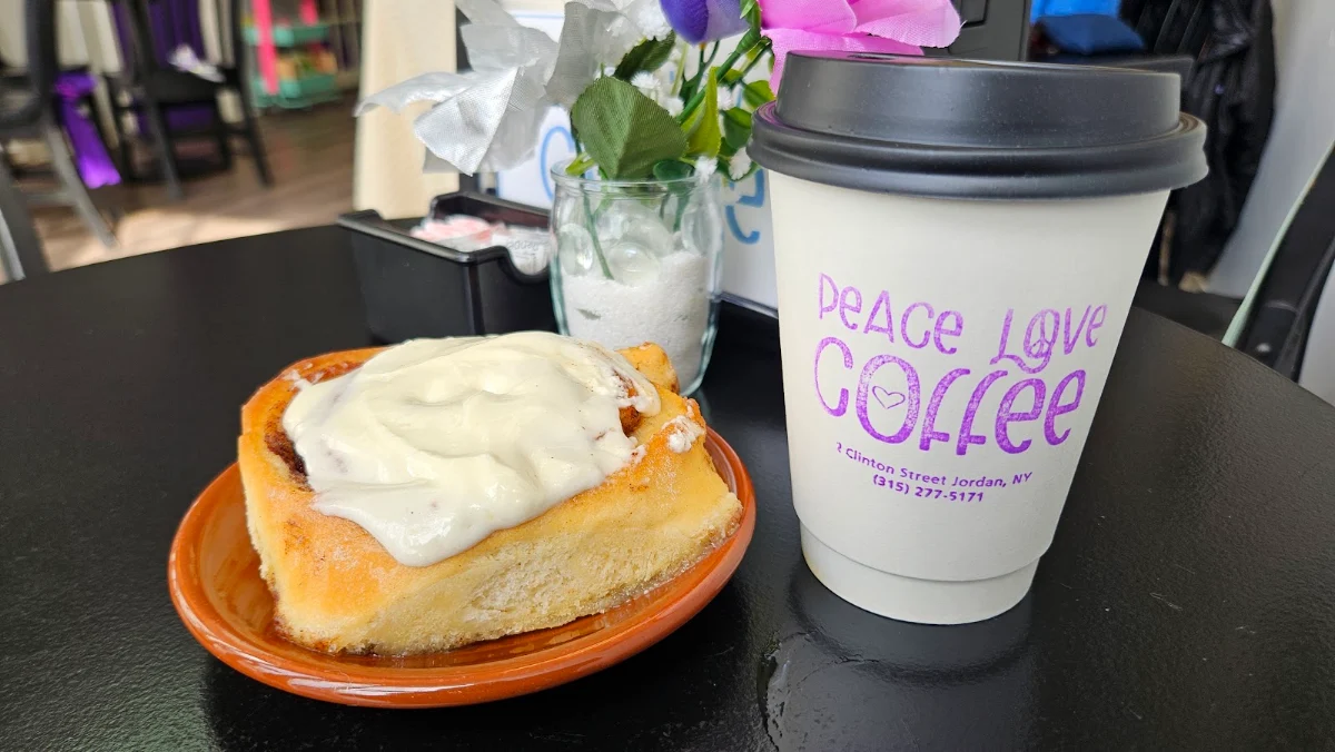 World Up Cinnamon Bun with Coffee