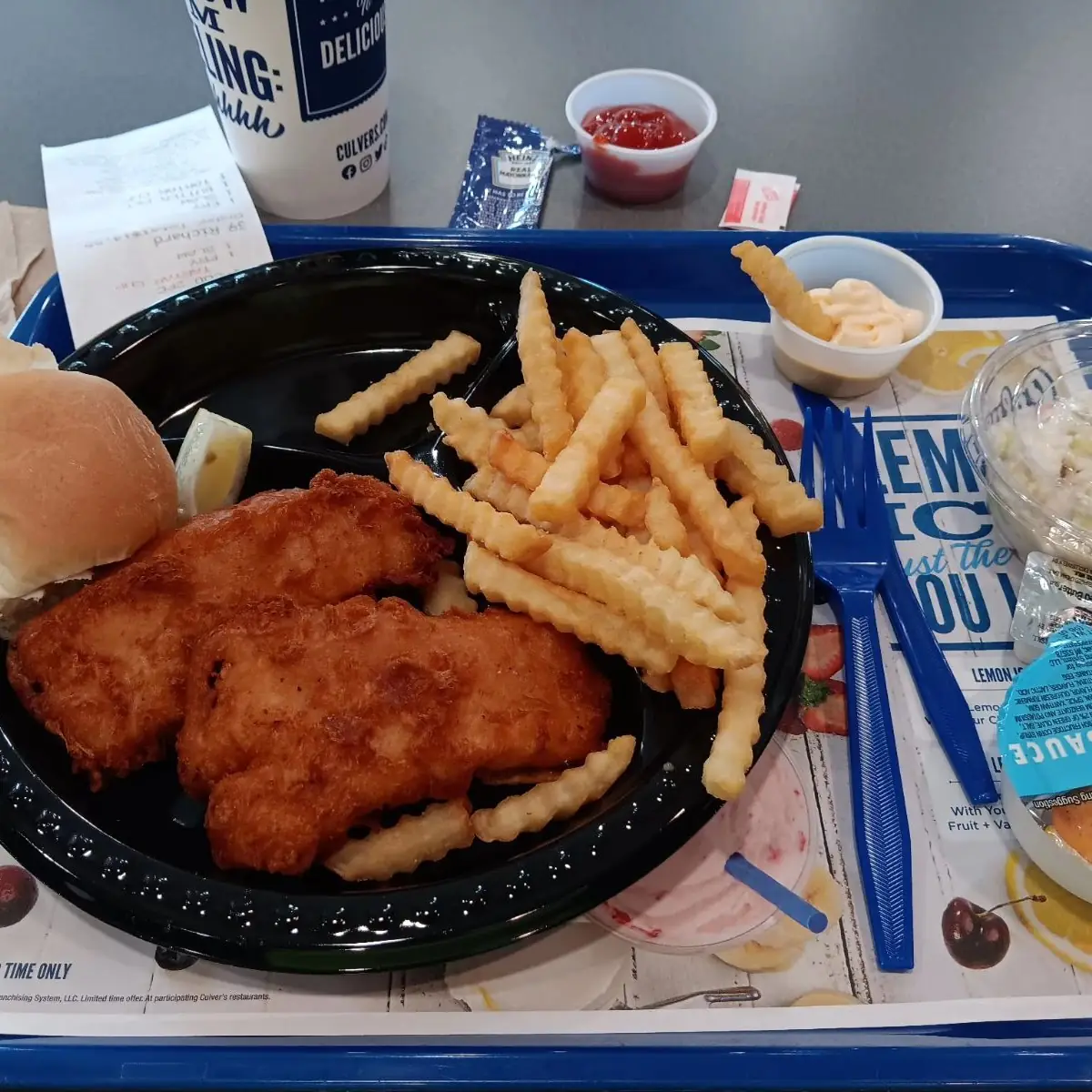 Fish and Chips and Mashed Potatoes with Gravy