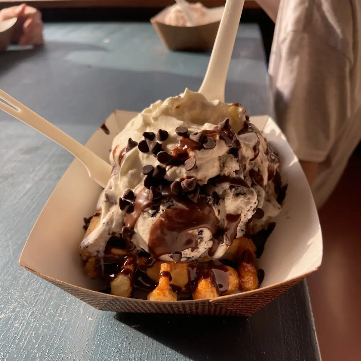 Waffle with Oreo Ice Cream Sundae
