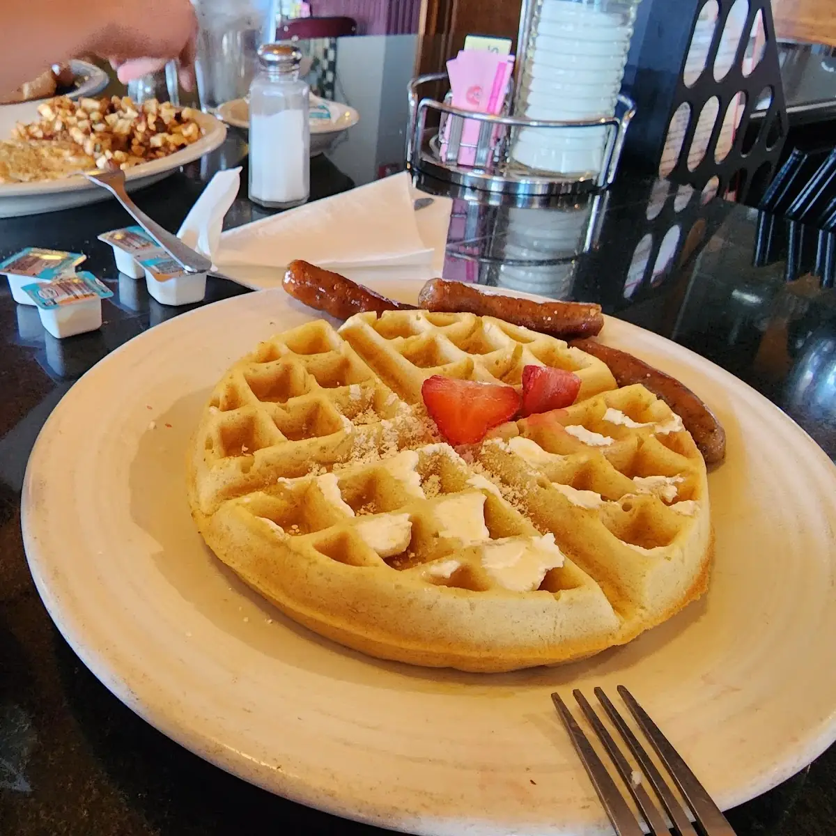 Belgian Waffle and Breakfast Sausage