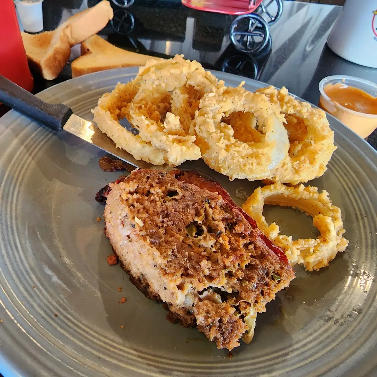 Meatloaf and Onion Rings